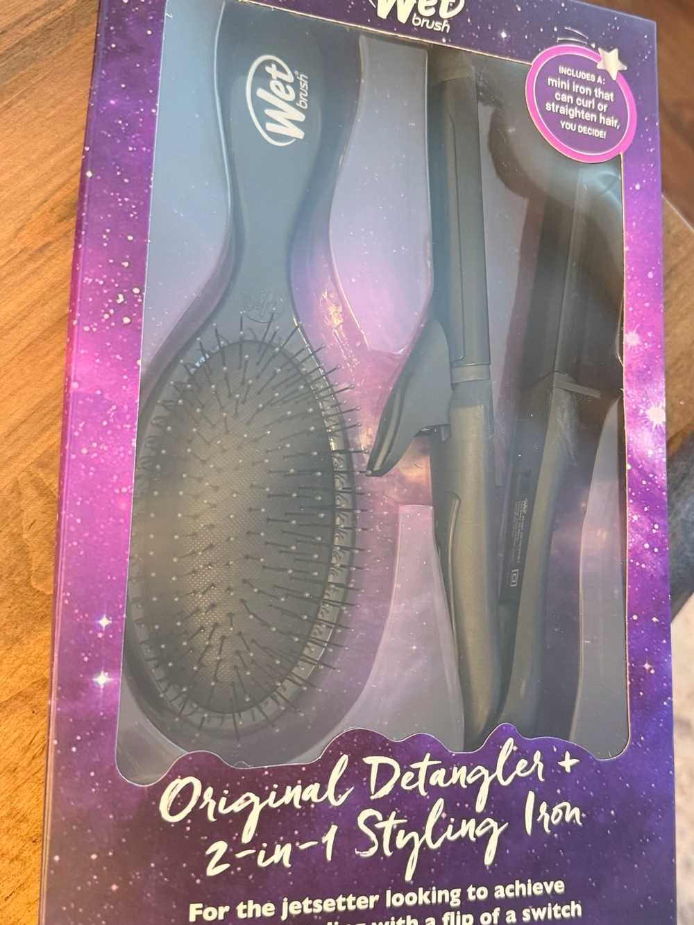 Wet Brush Original Detangler + 2-in-1 styling iron— Black NIB